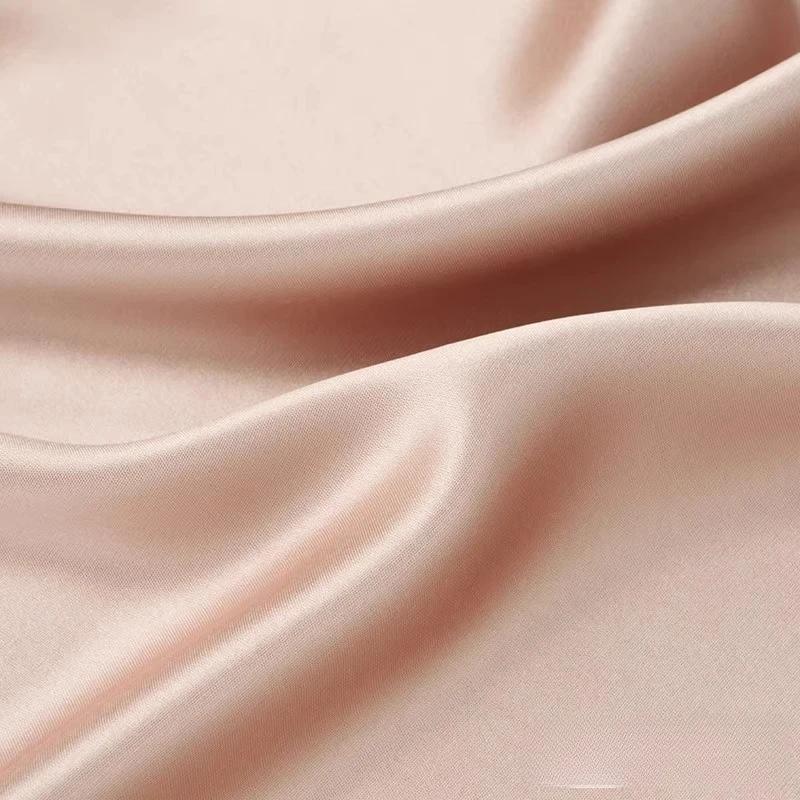 Wide 140cm Acetic Acid Satin Fabric Polyester Spandex Real Silk Fabric Lining Dress Clothing Pajamas Smooth and Silky Fabric