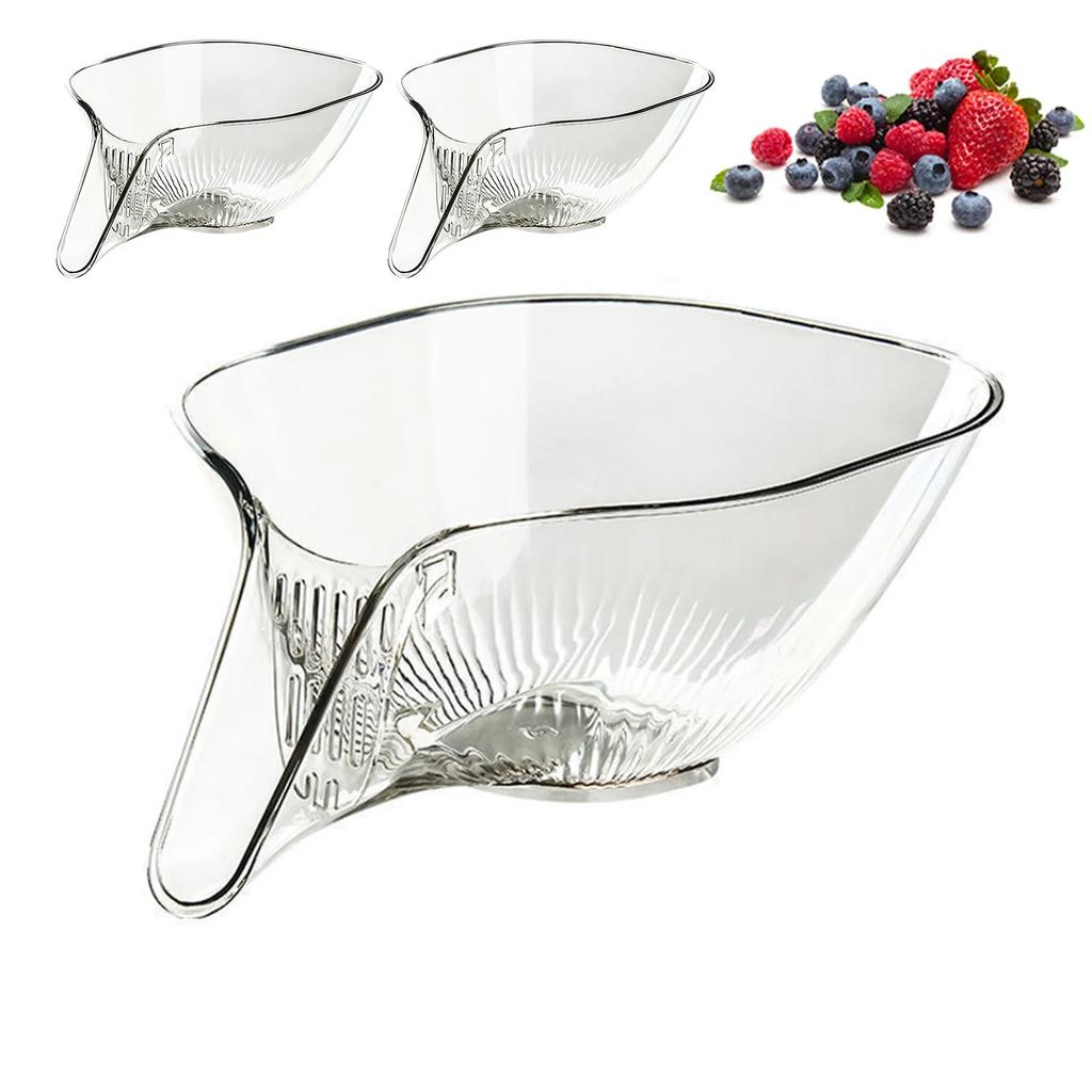 Multi-Functional Cleaning Basket Fruit Cleaning Bowl With Strainer Container Kitchen Rinser Vegetable Washing Filter Bowl 2p
