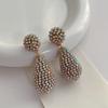 Women Gold Plated Alloy Full Rhinestone Water Drop Dangle Earrings Long Hanging Jewelry