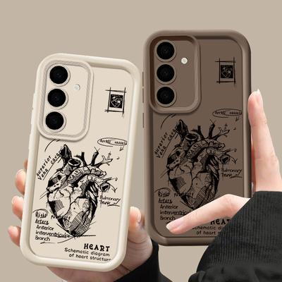 Voor Samsung S25 Ultra S24 FE S23 S22 A56 A36 A55 A16 A15 A35 A17 A37 A57 5G S26 Hoesje Hartjespatroon Zachte Siliconen Schokbestendig Lens TPU Mat Telefoonhoesje