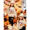 Girls' Pumpkin Ghost Casual Comfortable Soft Loose Pullover Sweatshirt and Leggings 2-Piece Set, New Autumn/Winter, Playful, Sweet and Cool Style