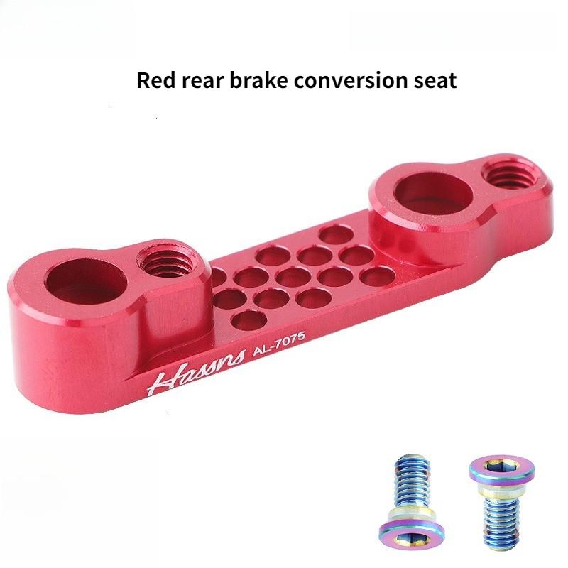 Bicycle Disc Brake Adapter Road Bike CNC Disc Brake Converter Bracket Cycling Caliper Mount Titanium For 140 160mm Rotor Red-Rear