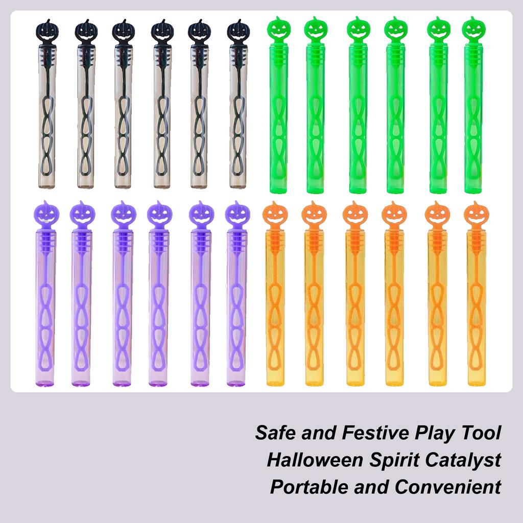 24pcs Halloween Bubble Soap Bottles Kids Trick Or Treat Gift Toys Party Favors Pumpkin Ghost Design Empty Tube Wand No Water
