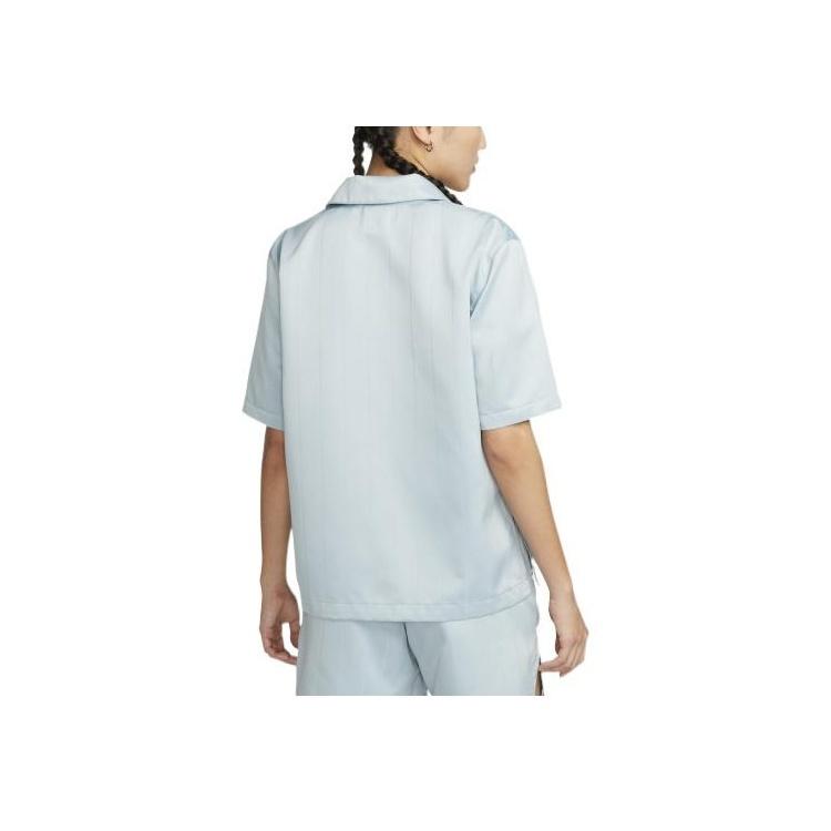 Jordan Solid Stripe Short Sleeve Shirt Women shirts Ocean-Cube-Blue DM5229-366
