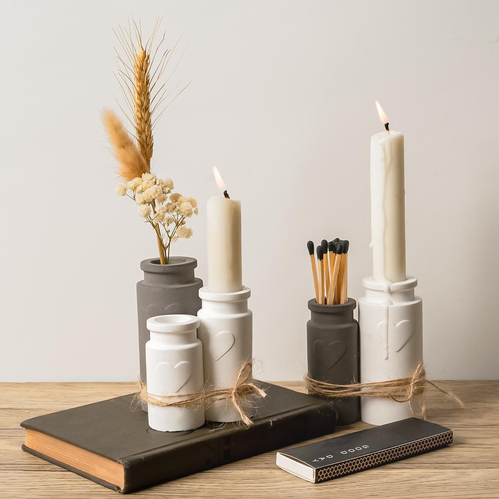 Candle Holders and Dried Flower Vases Silicone Molds Love Bottle Resin Mold Handmade Cylinder Candlestick Crafts Concrete Mould