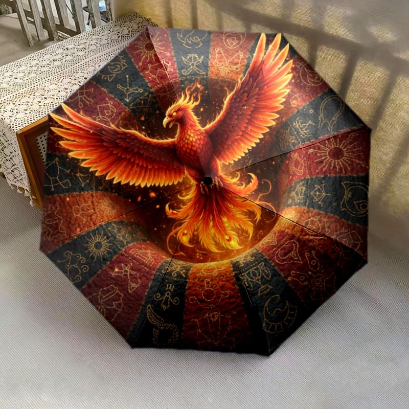 1 ks automatický skládací deštník - kreslený vzor, přenosný a skládací design s 8 žebry, vánoční narozeninové dárky