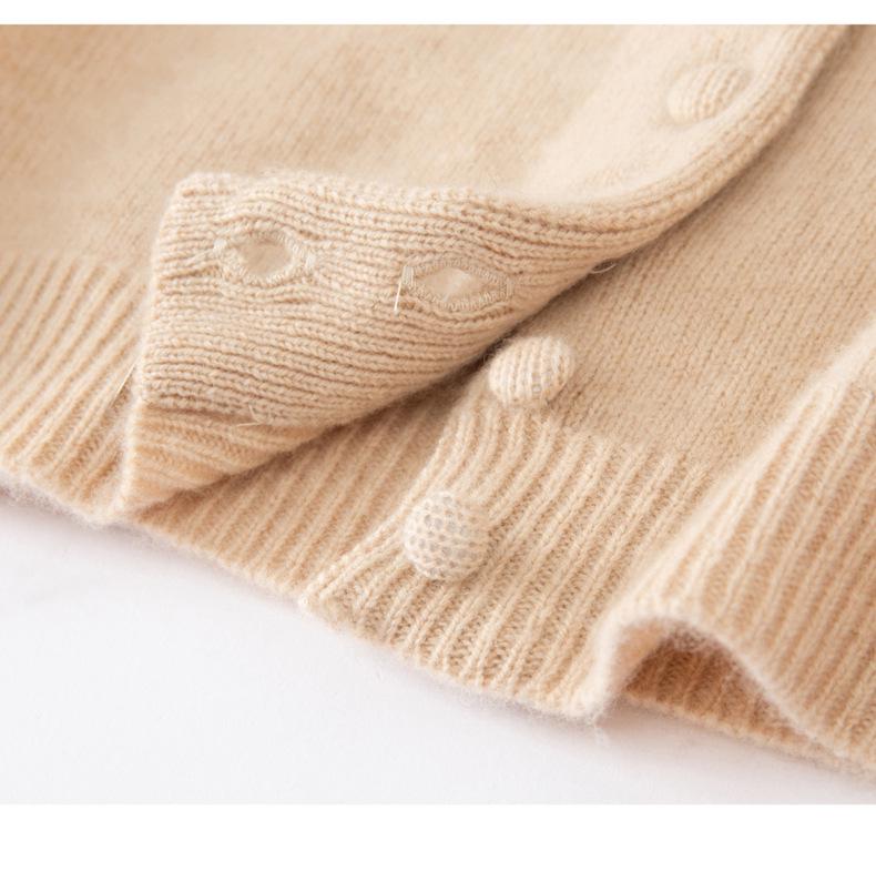Women's Hand-knit High-neck Cashmere Cardigan - Autumn/Winter Chic