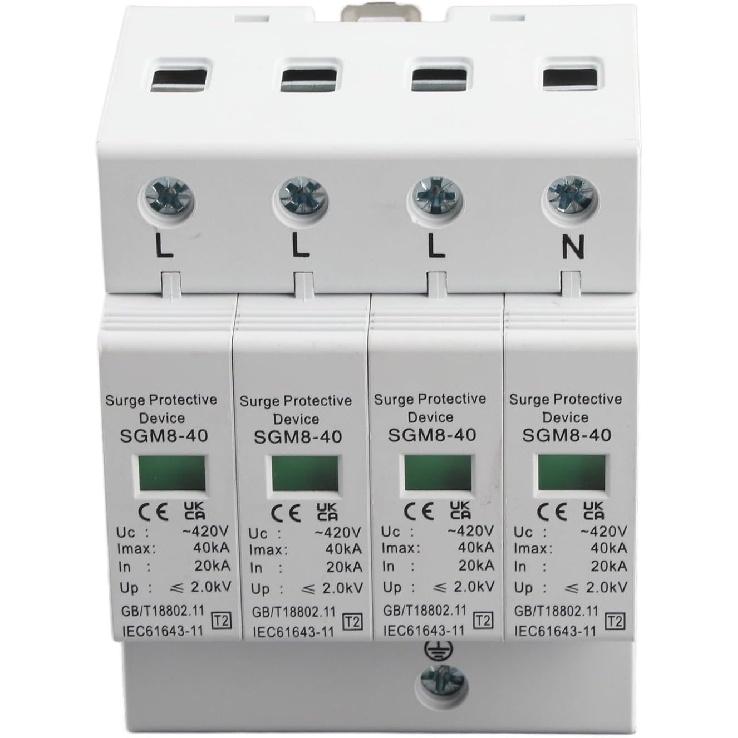 4P 40KA House Protector,220V Protective Device,Din Rail Low‑Voltage Arrester,Fire Proof,High Conductivity,Quick Response,for Protect Electric