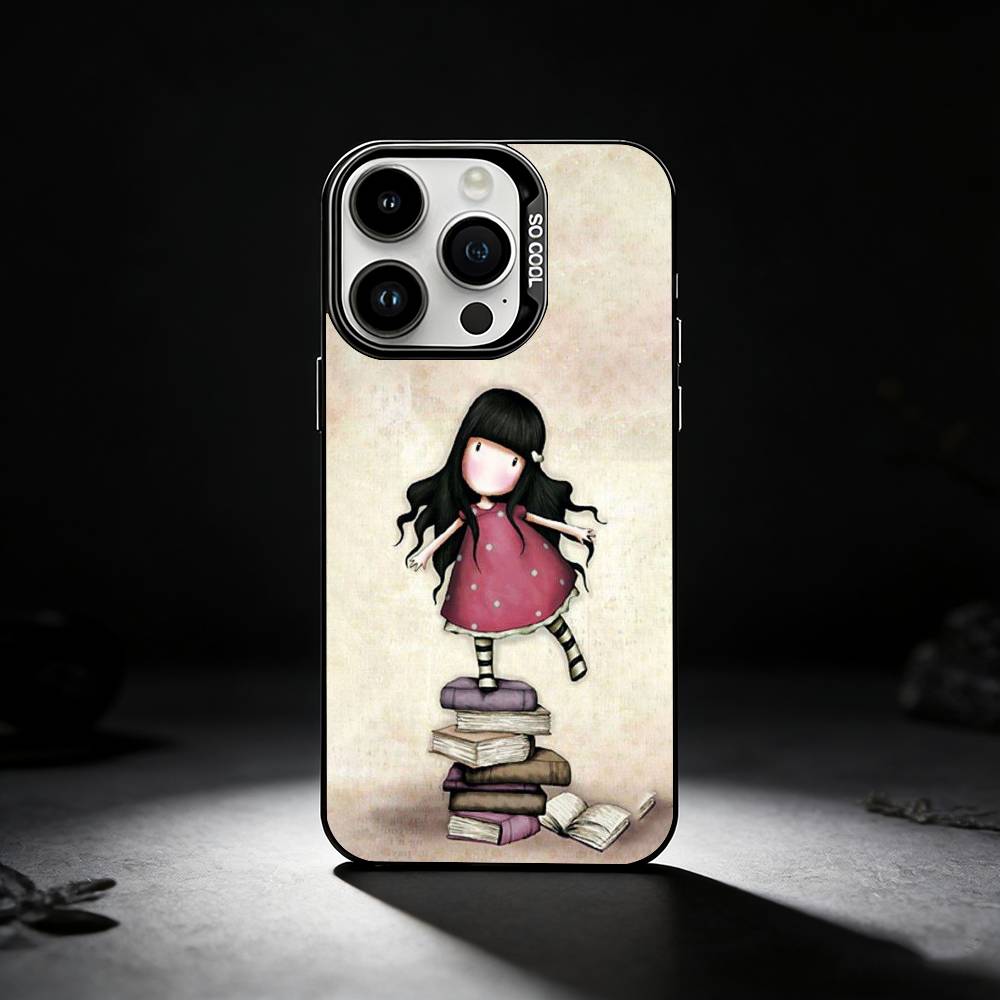Lovely S-Santoro G-Gorjuss Series Phone Case For iPhone 17,16,15,14,13,12,11 Plus,Pro Max,XS,Colored silver phone case