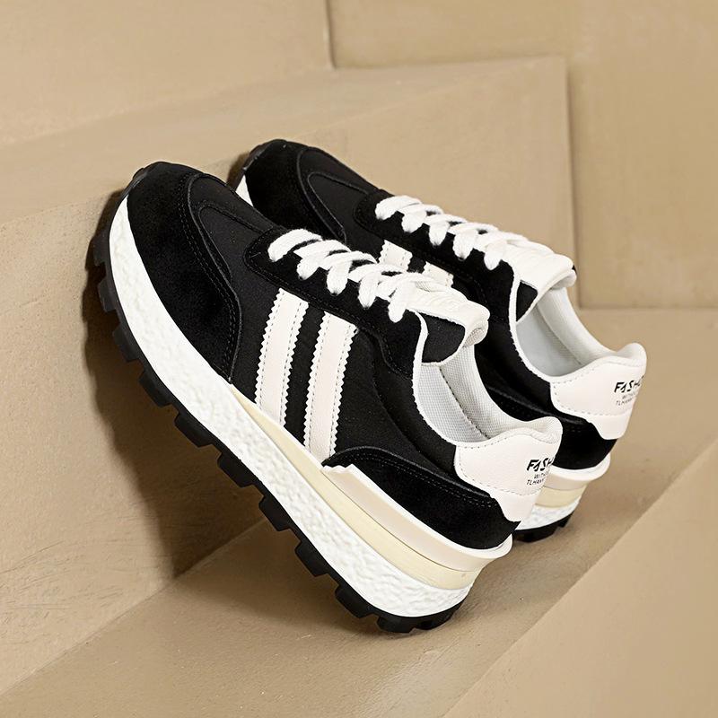 Soft leather dad shoes women's 2025 autumn new thick-soled casual height-increasing Forrest Gump shoes lightweight and versatile women's sneakers