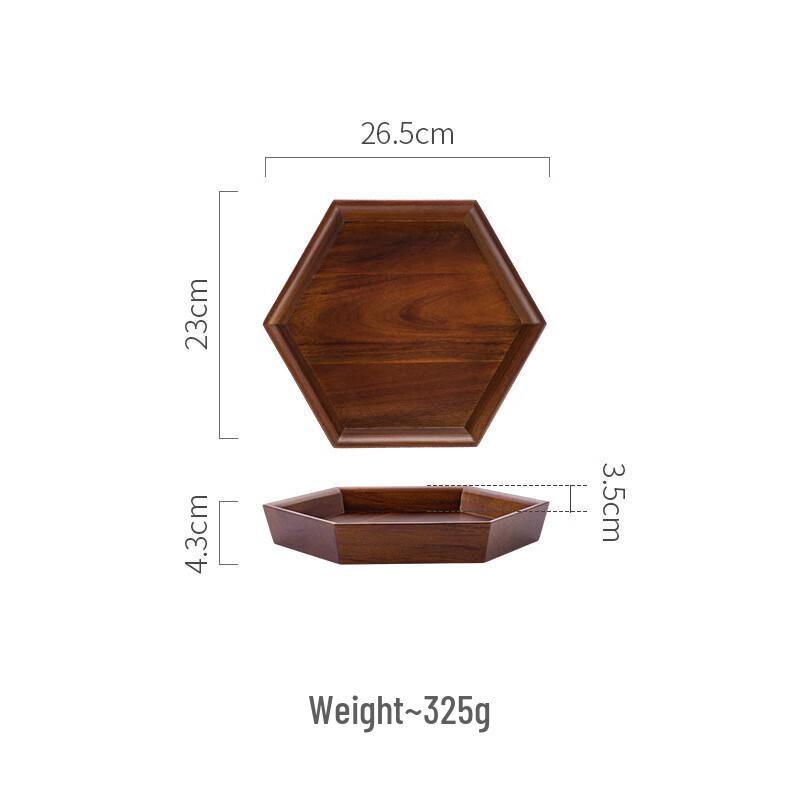 Wooden Hexagonal Japanese Style Serving Tray, Medium