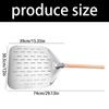 Practical Wood Handle Pizza Shovel 430 Stainless Steel With Large Perforated Pizza Peels For Easy Serving
