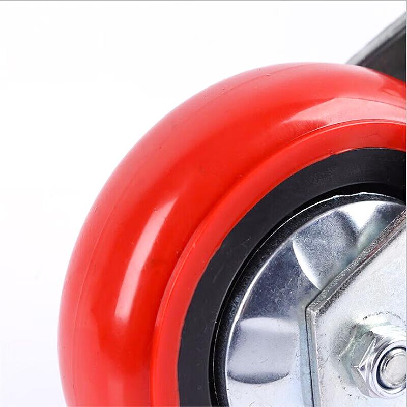 Hesdige Red Polyurethane PU Flat Cart Casters