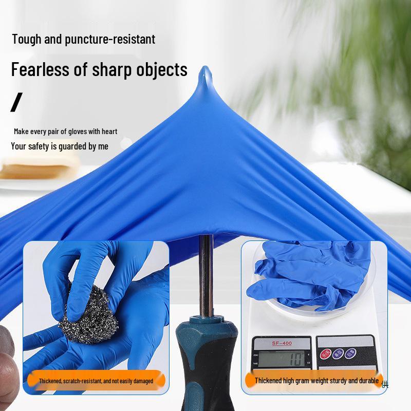 Disposable Food-Grade Nitrile Gloves - Durable, Waterproof, Latex-Free for Kitchen Cleaning and Dishwashing