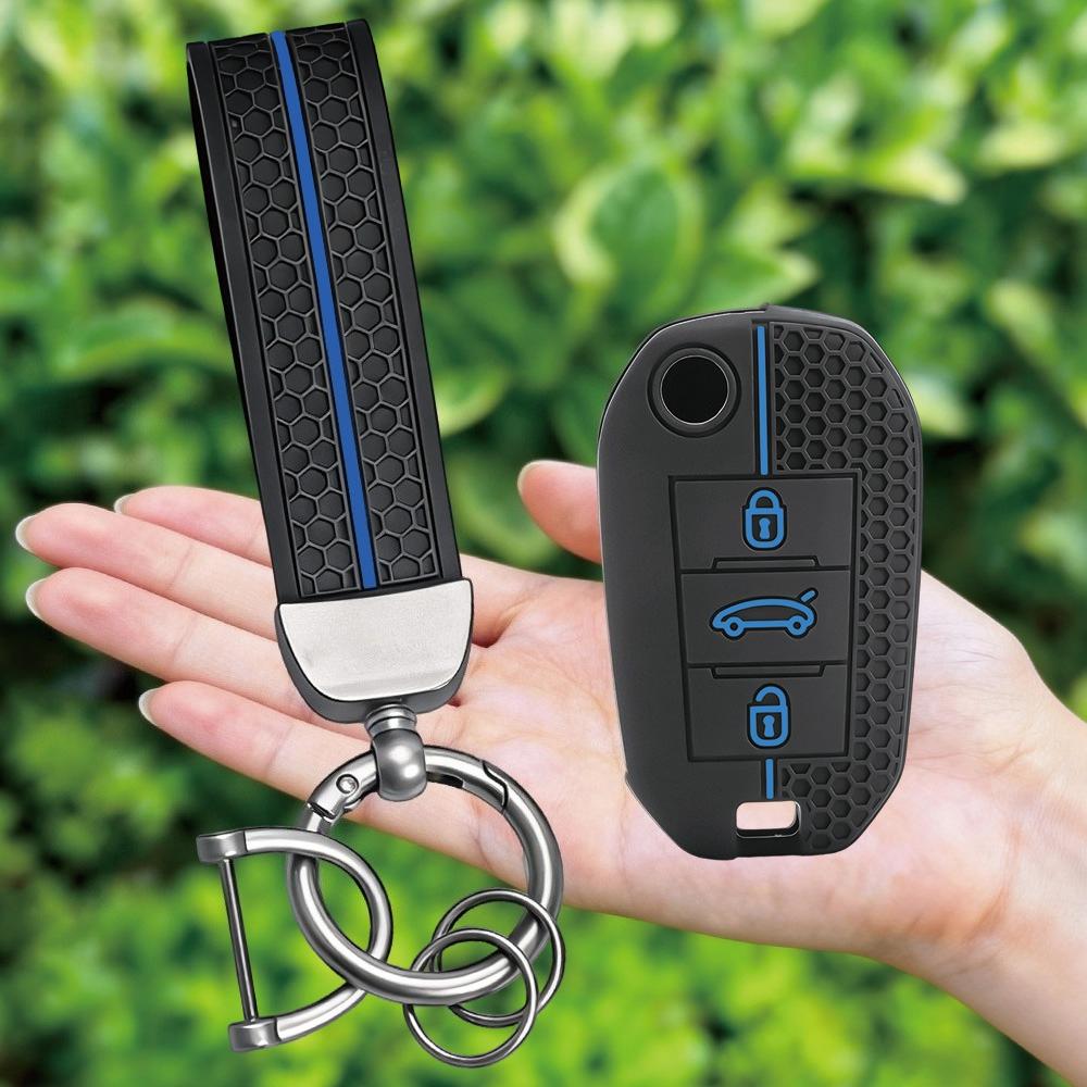 

Keychain For Peugeot 208 308 T9 508 2008 For Citroen C4 For Opel Corsa Crossland X Auto Silicone Car Key Case Cover Accessories