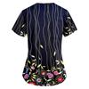 Women's Fashion Printed Work Uniform With Pocket T-Shirt Short Sleeve Top