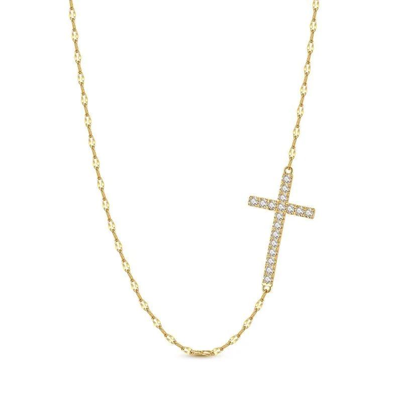 925 Silver Diamond Pendant Necklace Shiny Key Gem Heart Shaped Pearl Cross Lucky Chain for Women Fine Jewelry Gifts