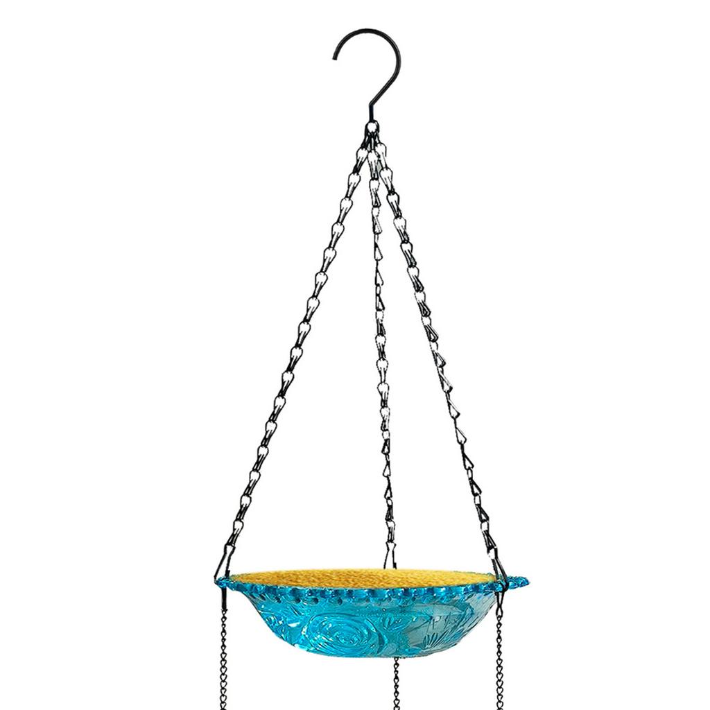Double Layer Solar Powered Cascade Hanging Bird Bath Fountain Wildlife Feeder Birdbath with Water Pump for Outdoor Garden Decor