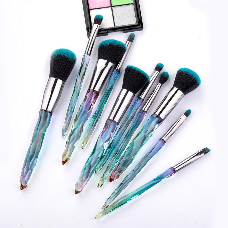 Nieuwe 10 make-upkwasten transparante diamant make-upkwastenset kristallen handvat foundation oogkwast schoonheidswerker