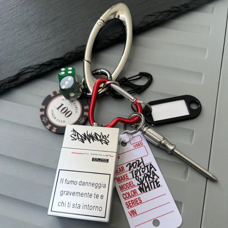 Original High-Quality Keychain Black Eight Dice Fashionable Multi-Element Bag Pendant Waist Accessories for Men and Women