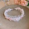 Cute Bowknot Lace Necklace Love Heart Pendant Cloth Lace Chain Choker Female Fashion Lolita Cosplay Jewelry Accessories