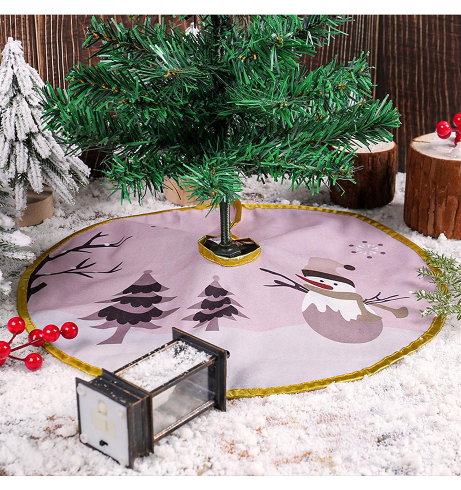 

Рождественская золотая кайма елка юбка украшение орнамент креативный Санта-Клаус принт рождественская елка нижнее украшение фартук большой размер One Size