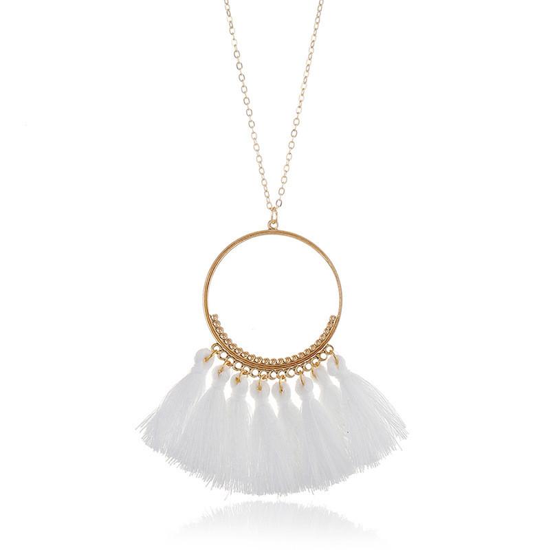 Stylish Pendant Tassel Necklace With Electroplate Finish For Summer Outfits