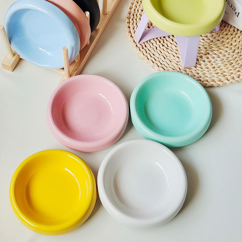 Neck Protection High Foot Cat Food Bowl Durable Cat Drinking Water Bowl Ceramic Cat Bowl Kittens Feeding Bowl Pet Supplies