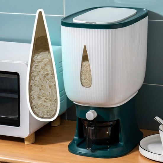 Distributeur de Riz Boîte de Rangement pour Riz Étanche à l'Humidité Capacité 10 kg Récipient Scellé pour Riz Ménager avec Tasse à Mesure pour Étagère de Cuisine Garde-manger