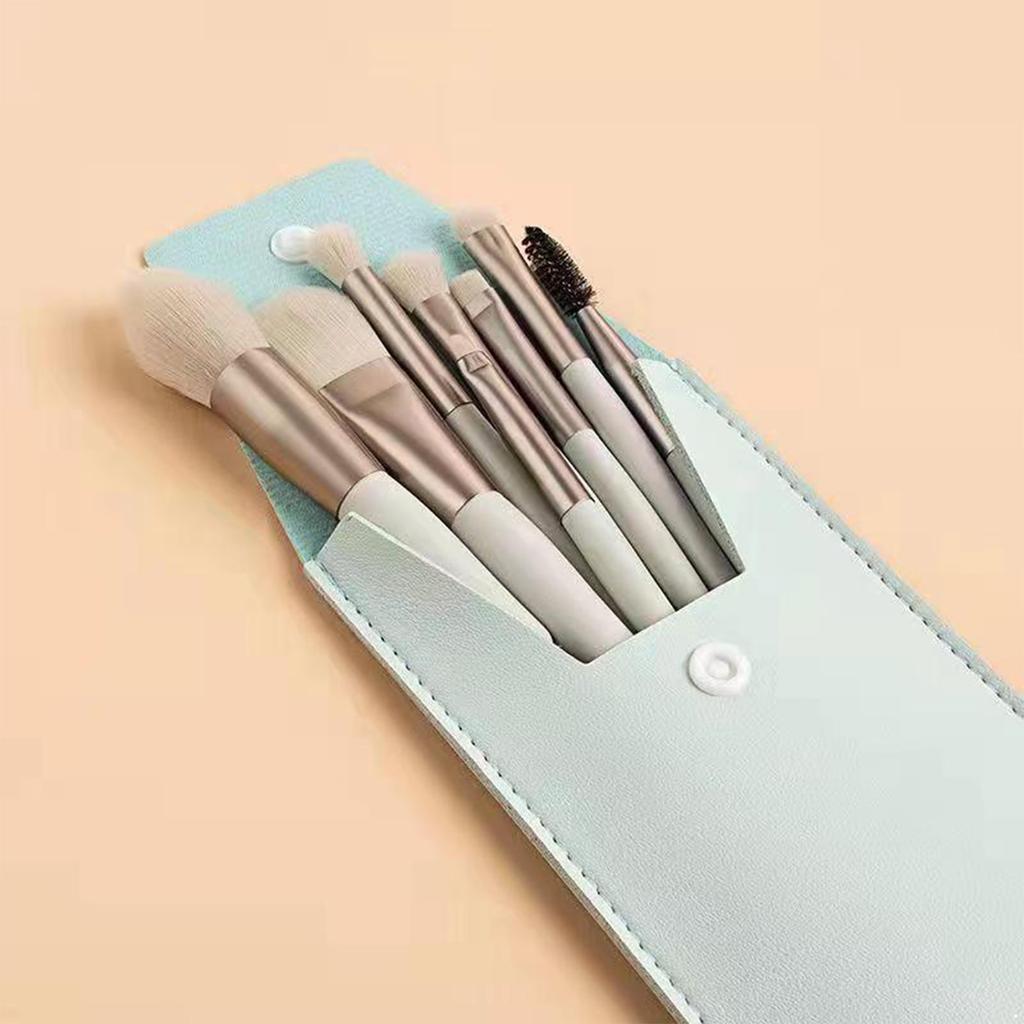 Mini Size Makeup Brush Collection - 8 Piece Soft Synthetic Hair Brush Set with Carrying Case, Perfect Blush and Face Brushes for Makeup Newbies