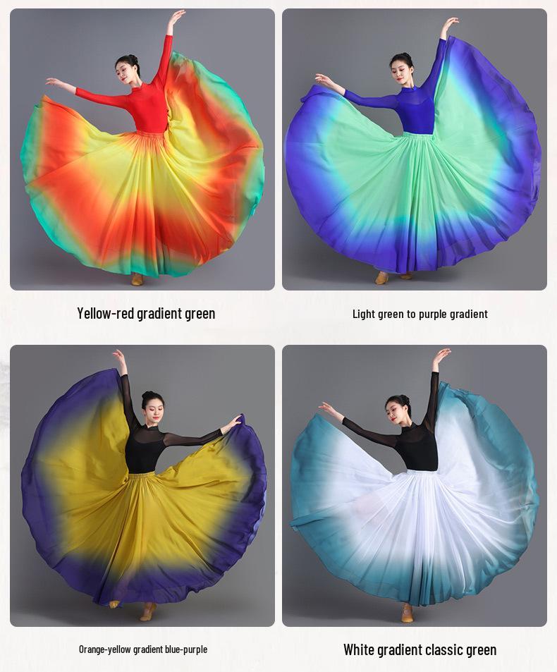 Xinjiang Meisjes Moderne Dans Chiffon Rok - 720 Graden Draai Oefen Kostuum