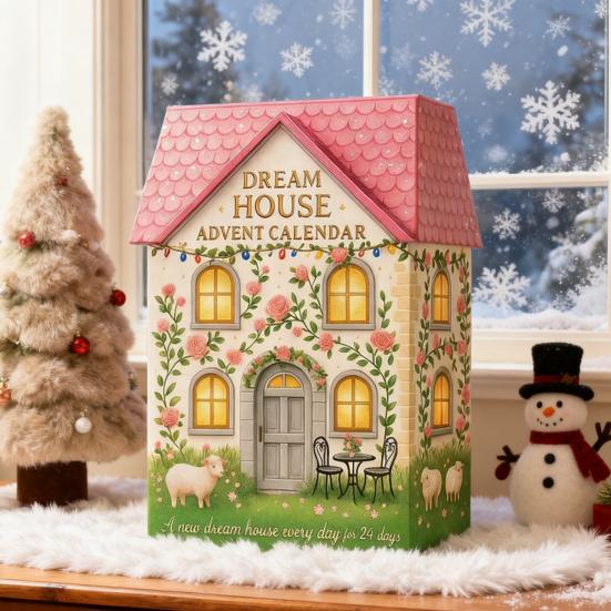 Dream Cabin Advent Calendar 24-Day Christmas Countdown Calendar Fantasy House Decorations Festive Gift for Kids Family Friends