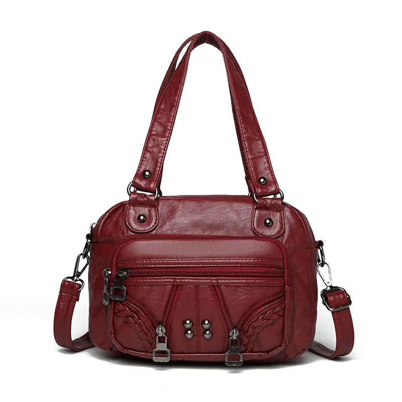 

Женская сумка кроссбоди из мягкой кожи, сумка под мышкой, сумка на плечо для среднего возраста, сумка для мамы Style4 красный