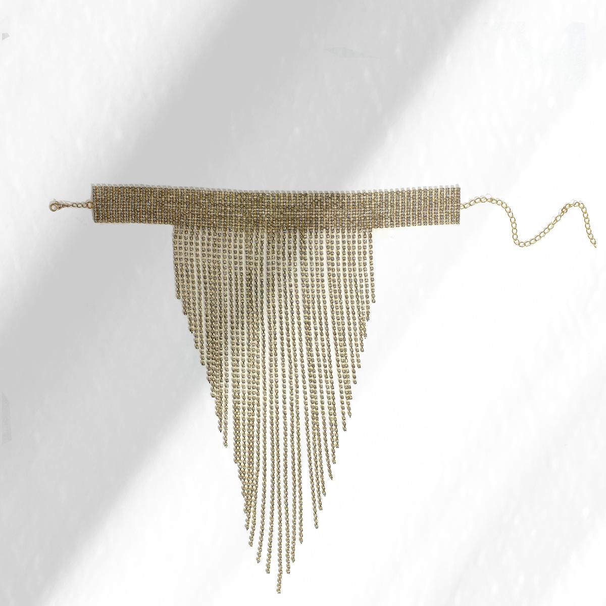 

Европейское и американское большое V-образное длинное ожерелье с кисточками золотой