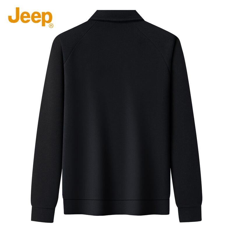 Jeep Men's Business Casual Polo Collar Long-Sleeve Sweatshirt