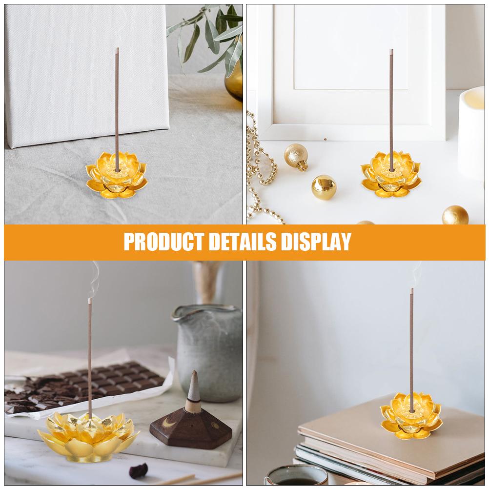3 pcs Incense Burner Holder Lotus Shape Brass Resin Charcoal Discs Catcher For Stick Cone Home Fragrance Outdoor Indoor Use