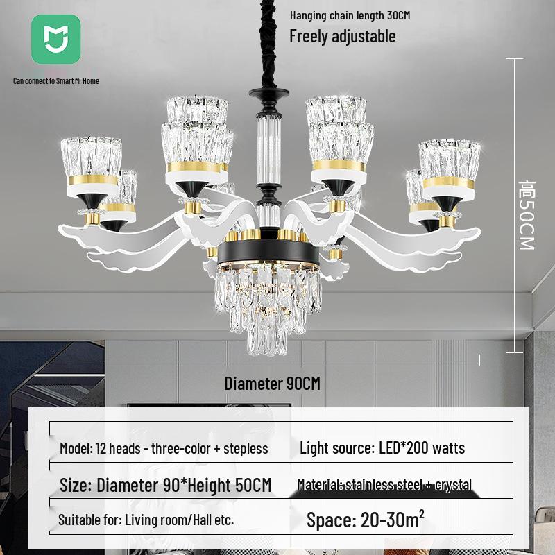 Chinese Style Luminous Crystal Chandelier: Modern Luxury Lighting for Living Rooms and Halls