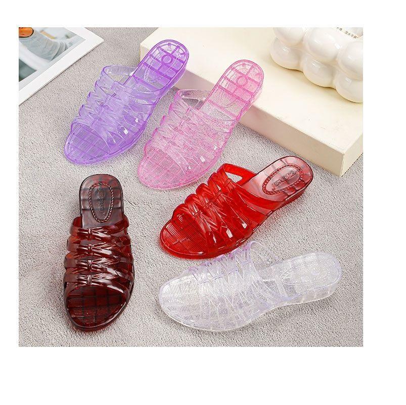 Fashion New Low Heel Wedged Sandal Female Jelly Shoes Women's Summer Slides  Outdoor Transparent Slipper Woman Non Slip Clear Sandals
