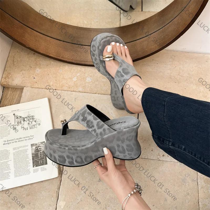Fashion 2025 Summer Platform Wedges Woman Clip Toe Slippers Fashion Thick Bottom High Heels Party Slides Shoes