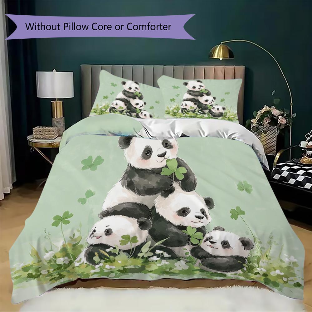 Panda Pattern Bedding,Quilt Set Quilt Cover Pillowcase Home Birthday Gift (1*duvet cover+2*pillowcase,without core)XSJT0917527