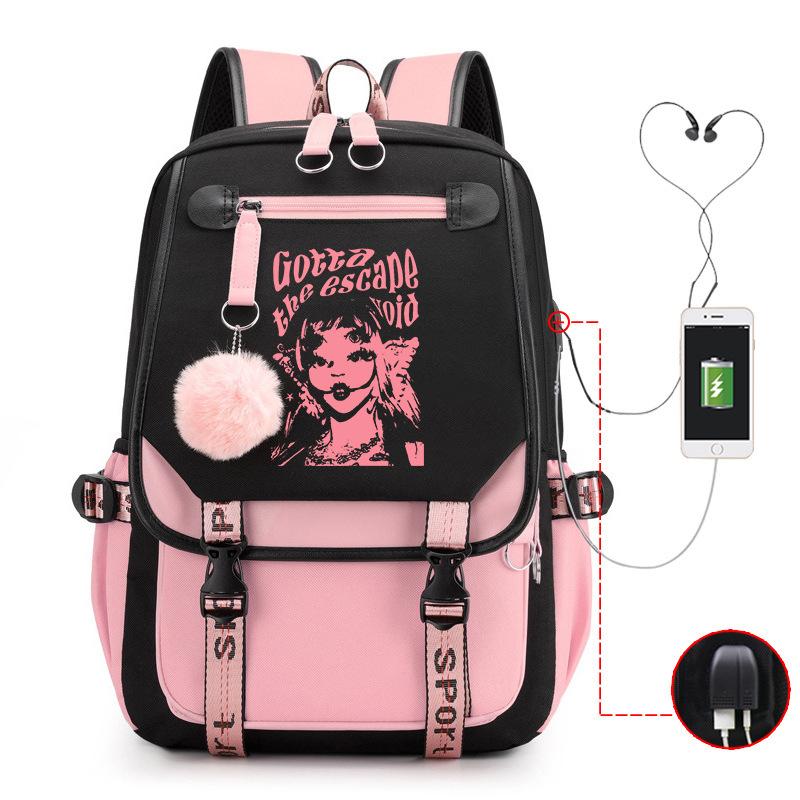 Peripheral Printed Backpack Female Fashion Student Multifunctional Casual School Bag