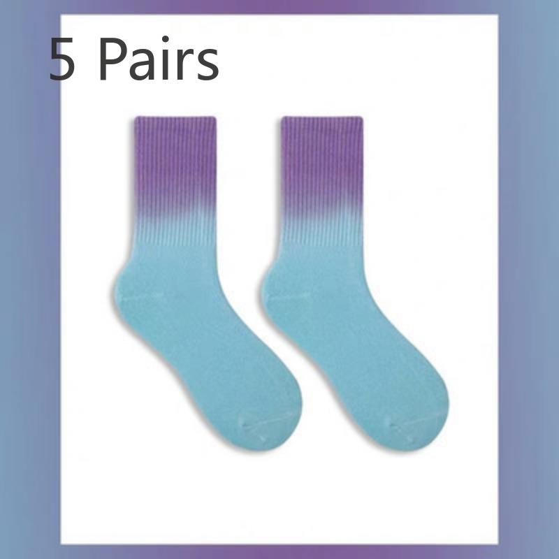 

5 пар женских тонких влагоотводящих дышащих носков с градиентным узором Tie Dye на весну/лето 5 Pairs