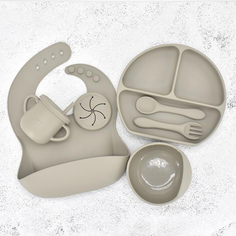 Children's Silicone Feeding Plate Set - Divided Three-Section Baby Plate
