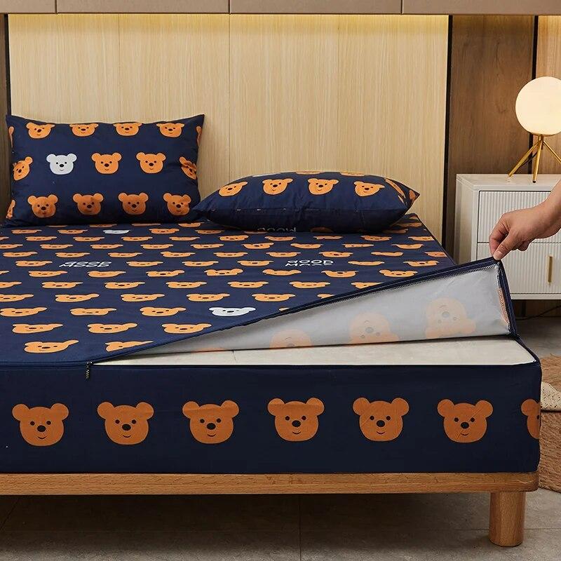 Housse de matelas imperméable avec fermeture éclair Housse de matelas anti-punaises de lit à six côtés Drap-housse de taille personnalisée Housse de lit mignonne