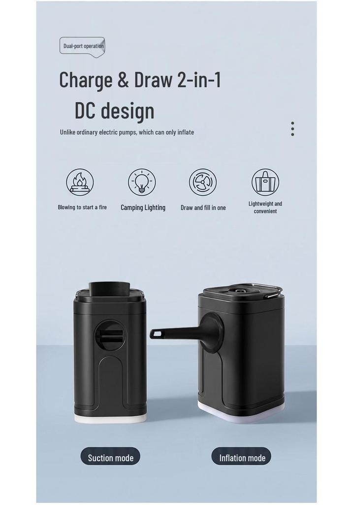 Portable Wireless Electric Air Pump for Camping: Inflate/Deflate Mattresses & Swim Rings with Storage