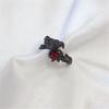 Elegant Crow Ring with Red Gemstones Dark Aesthetic Jewelry Alternative Fashion Gothic Accessory for Halloween Party