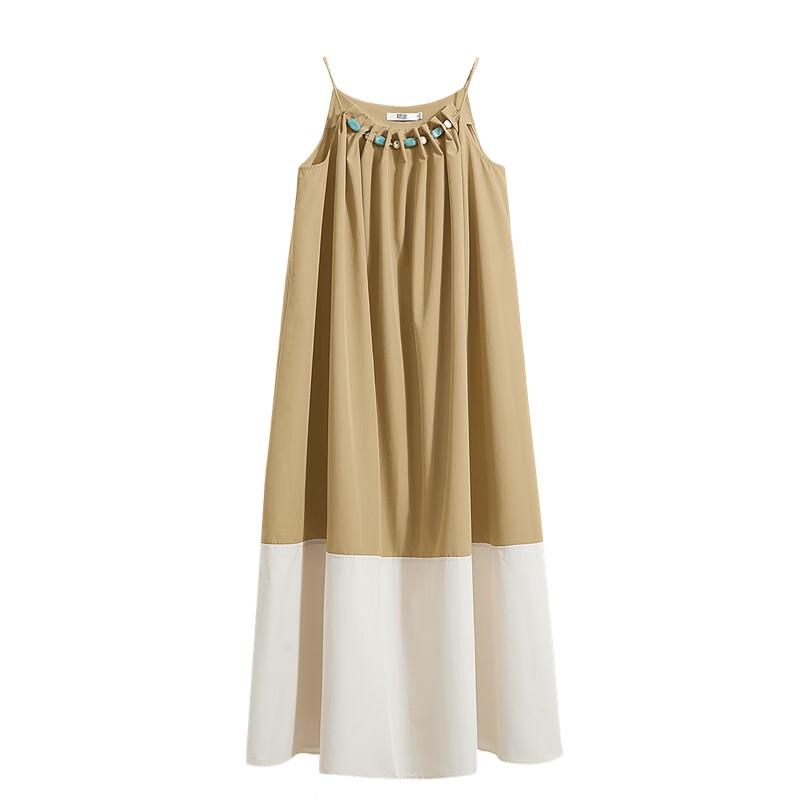 Женское повседневное midi-платье-комбинация с цветовыми блоками, А-силуэта, лето 2025 XL