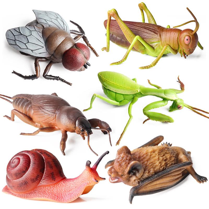 Oenux Insect Animal Wild Reptile Model Soft TPR Mantis Lizard Chameleon Housefly Gekko Action Figures Halloween Trick Kid Toy