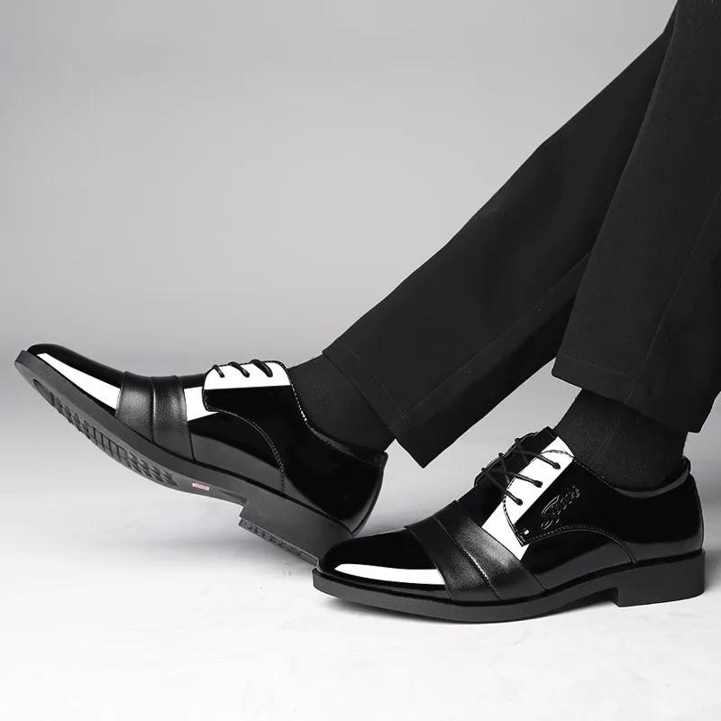 Fashion Black Dress Shoes Man Spring Autumn Social Shoe for Men Brown Pointed Toe Official 2024 Trend Italian Gentleman Low Price Party