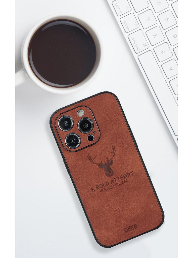 Magnetic Leather Phone Case for iPhone 11-16, Compatible with iPhone 12-15 Pro Max, Elk Head Design, Japanese & Korean Style